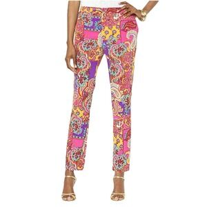 Ralph Lauren Womens 10 Multi Color Paisley Patchwork Trouser Pants Pockets Light